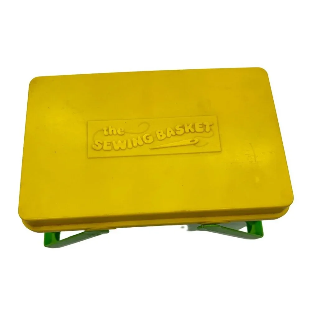 Vintage A Child Guidance Toy Sewing Basket Shape Sorter Box With Colorful Pieces